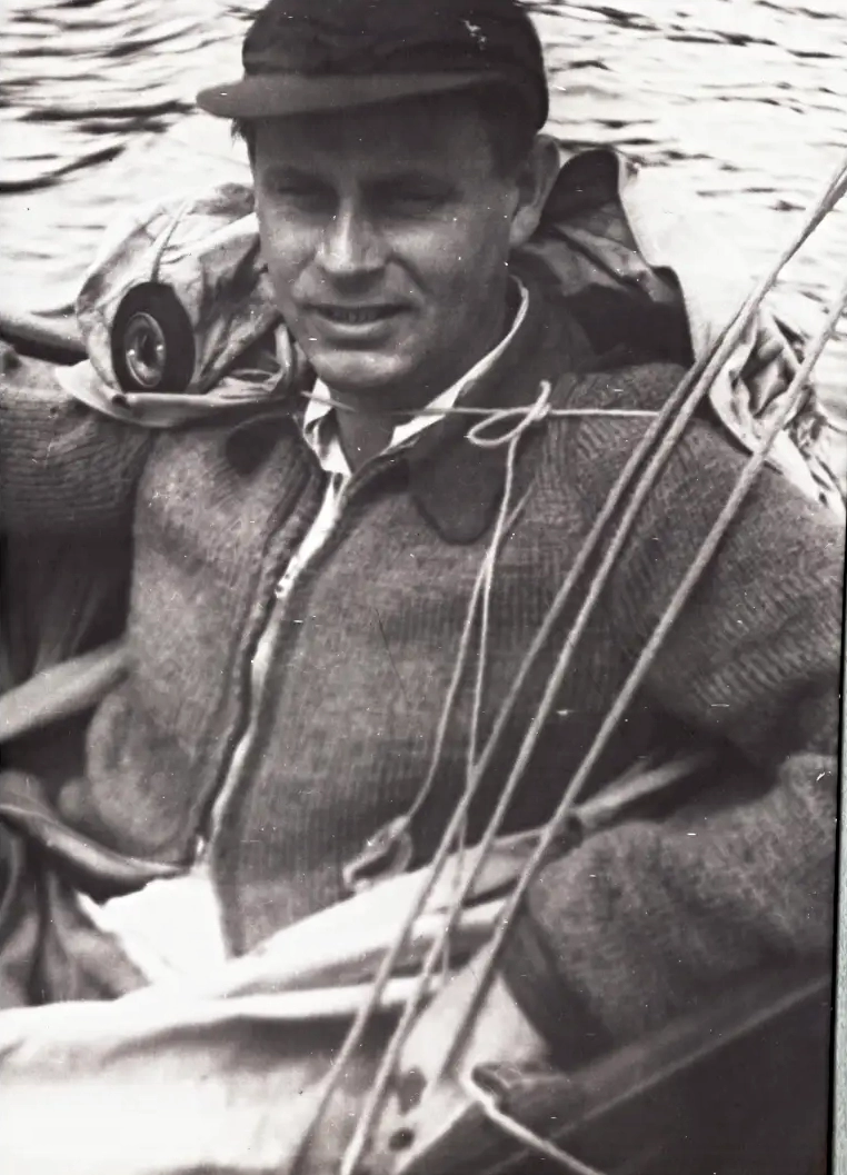 Blahoslav Forman, the oldest of the Forman brothers, on a boat on Mácha Lake